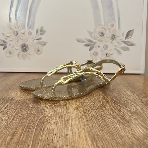 Lilly Pulitzer Gold Glitter Jelly Thong Sandals Women’s Size 5 - Picture 2 of 12